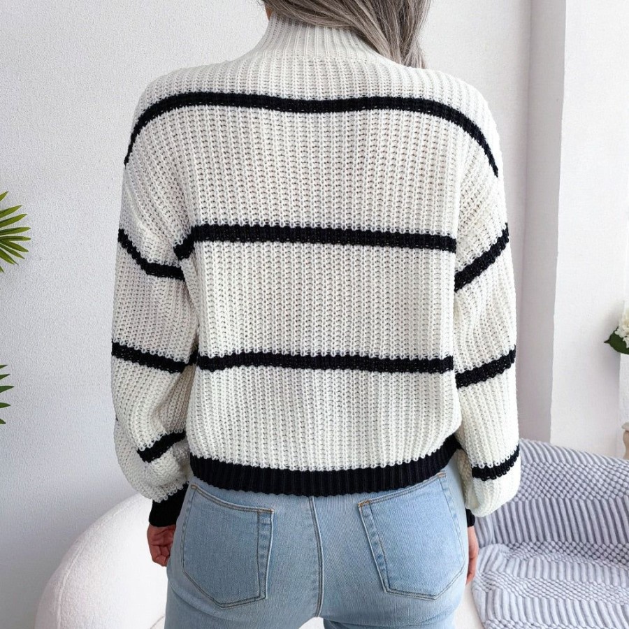 WOLFF Sweatshirts/Pullover | Wolf Lassig Gestreift Laterne Armel Pullover